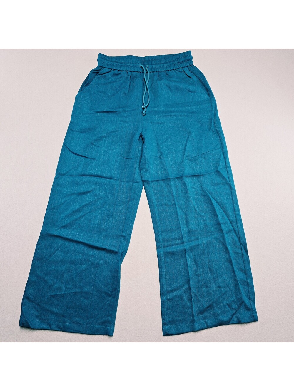 Halara Wide Leg Pants Womens Petite M Teal Viscose Nylon Drawstring NWT 1246348